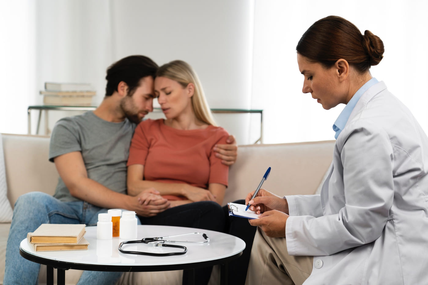 doktor ile görüşme yapan çift