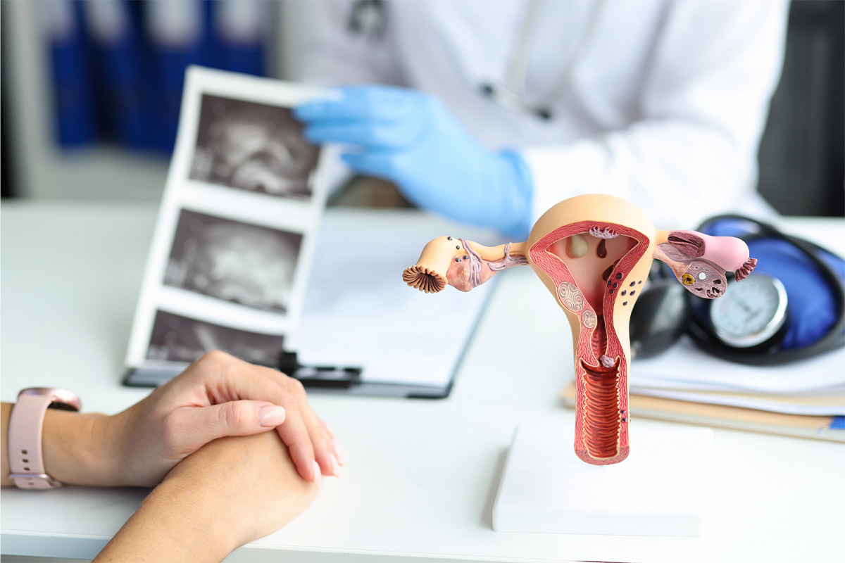 Tüp bebek öncesinde adenomyozis tedavisini hastasıyla değerlendiren doktor