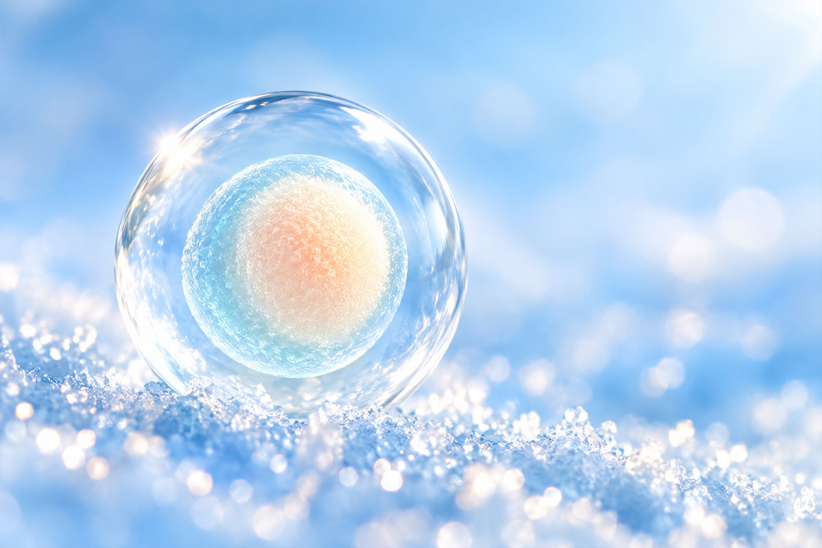 Fertilite koruma ve yumurta dondurma sürecini temsil eden yumurta hücresi