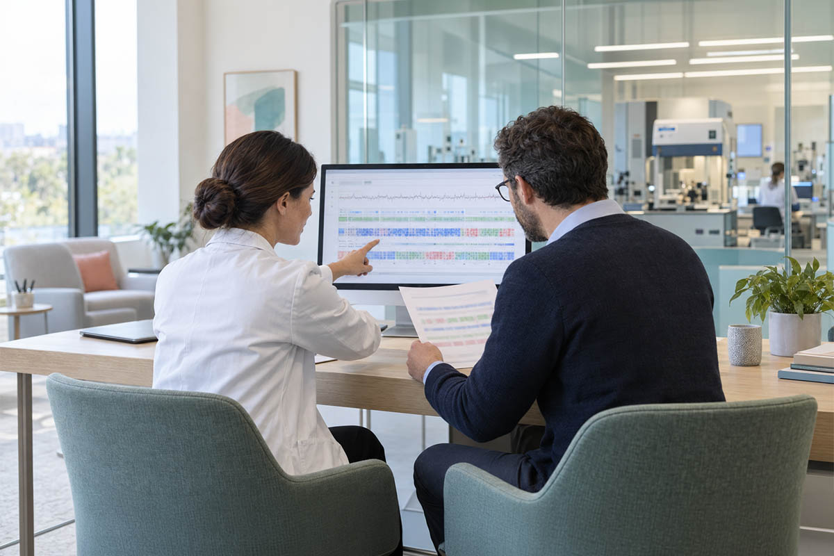 PGT-A genetik test raporunu hasta ile değerlendiren doktor